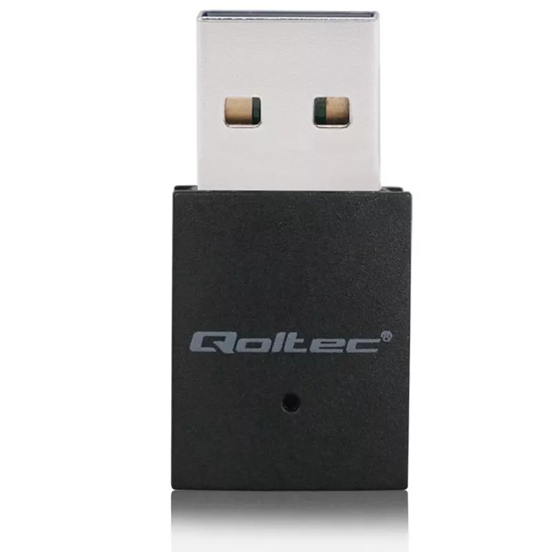 Bezvadu Mini USB Wi‑Fi adapteris QOLTEC 57007 — vienas joslas 2,4 GHz, līdz 150 Mb/s, iekšējā antena