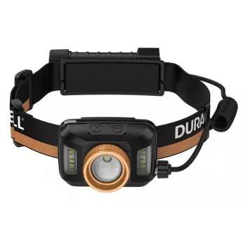 Galvaslampa Duracell DH1500R — melna/oranža, uzlādējama brīvroku gaisma