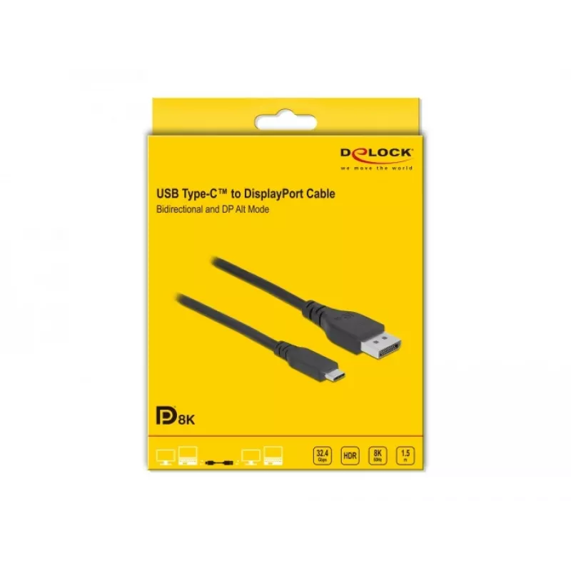 USB Type-C uz DisplayPort kabelis DeLOCK 86040 8K 60 Hz 1,5 m