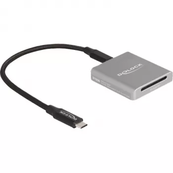 DeLOCK 91006 karšu lasītājs, pelēks, SD, USB Type-C, 10000 Mbit/s