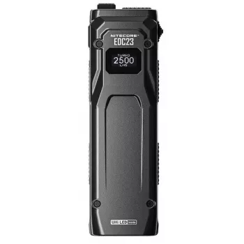Rokas lukturītis Nitecore EDC23 — kompakts, ar USB uzlādējams, melns, IP54 ūdens/putekļu izturīgs, divi LED, iebūvēts akumulators, 0,101 kg