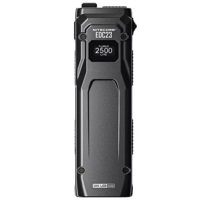 Rokas lukturītis Nitecore EDC23 — kompakts, ar USB uzlādējams, melns, IP54 ūdens/putekļu izturīgs, divi LED, iebūvēts akumulators, 0,101 kg