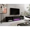 TV skapītis Cama Meble POLO 180x33x39 cm ar elektrisko kamīnu 1400–1600 W, melns, 2 plaukti, lamināts