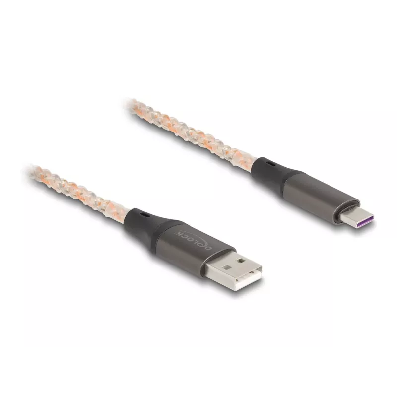 DeLOCK USB 2.0 kabelis Type-A uz USB Type-C RGB 1m