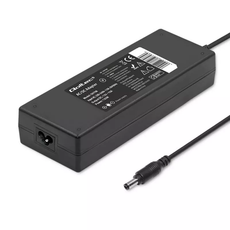 Qoltec 120W galddatora barošanas bloks | 12V | 10A | 5.5*2.5 | + strāvas kabelis