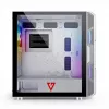 PC korpuss MODECOM AMIRANI ARGB Midi Tower balts — ATX/ITX, 35 cm GPU, 16,5 cm CPU dzesētājs, 2x200 mm ventilatori
