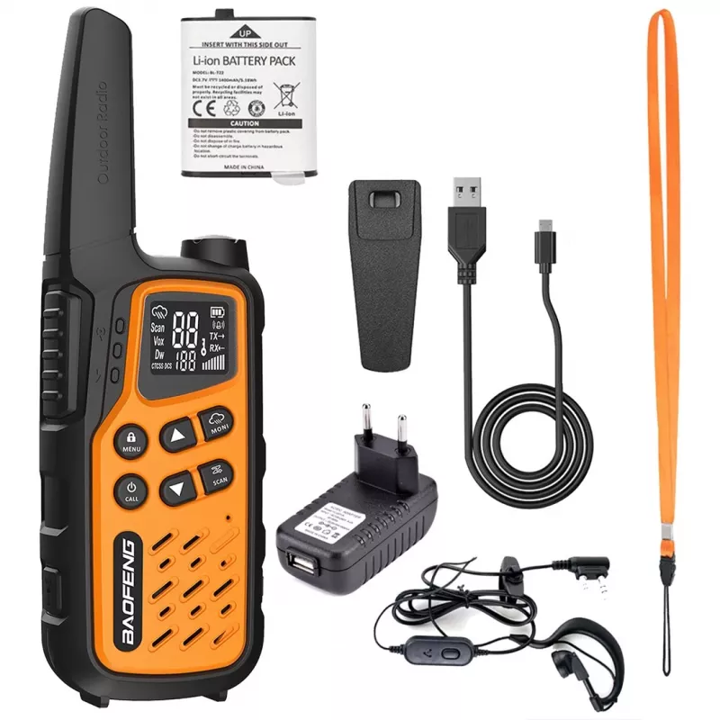 Baofeng BF-T25E divvirzienu radio, oranžs, 2 gab.