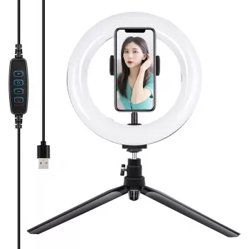 Statīva stiprinājums Puluz ar 20 cm LED gredzenu vlogojumam PKT3073B