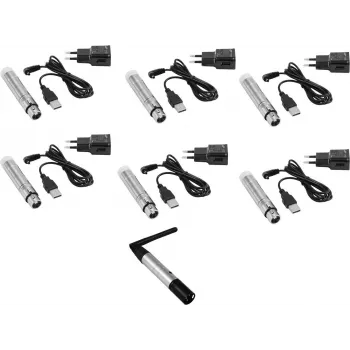 Bezvadu DMX sistēma EUROLITE QuickDMX Set Sender 1x + 6x Akku uztvērēji (bezvadu DMX raidītājs/uztvērējs)