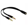 DeLOCK - Headsetadapter - 4-poliger Mini-Stecker (W) bis Stereo Mini-Klinkenstecker (M) - 20 cm - Schwarz