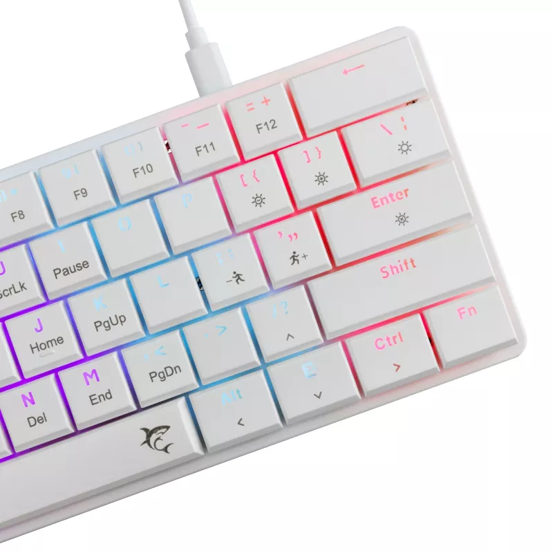 Mehāniskā tastatūra White Shark Nagamaki GK-006211 — kompakts izkārtojums, sarkanie mehāniskie slēdži, balts korpuss