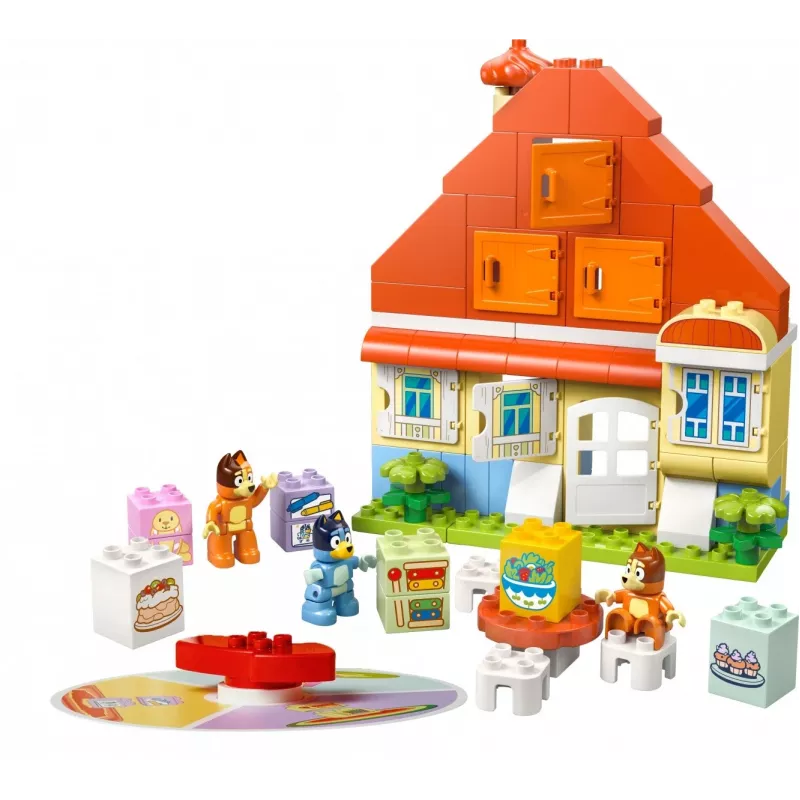 Būvējamā rotaļlieta LEGO Bluey ģimenes māja ar atmiņas spēli 10459 — 83 gabali, 3 minifigūras, vecums 3+