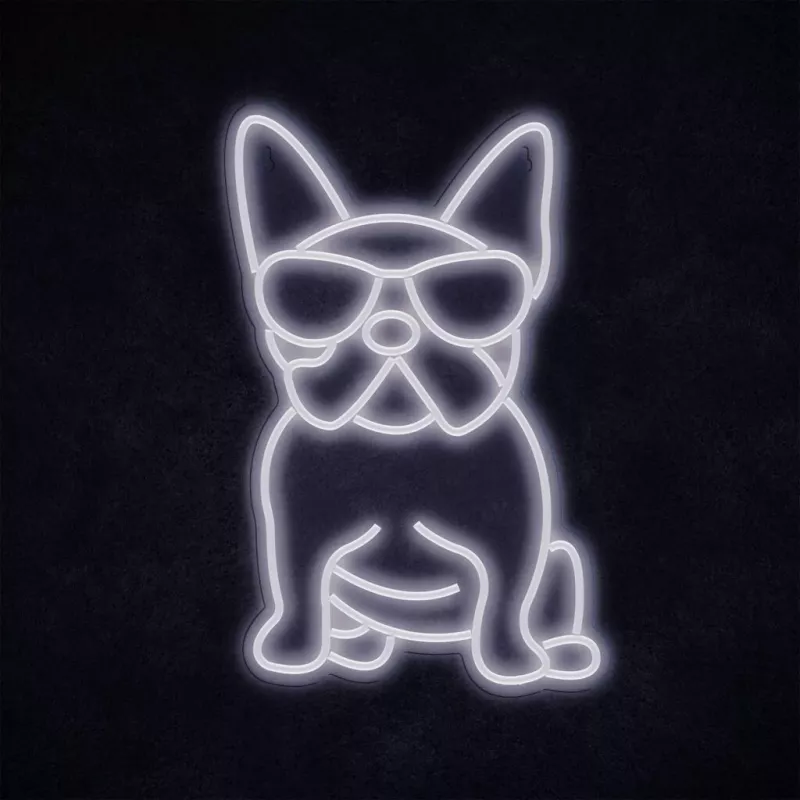 Neona gaisma MANTA Manta SNL66WH French Bulldog balta — dekoratīva LED neona izkārtne franču buldoga formā