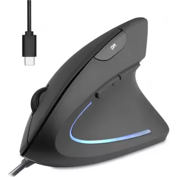 Perixx PERIMICE-513 C vertikālā ergonomiskā pele USB-C melna labročiem (PERIMICE-513 C)