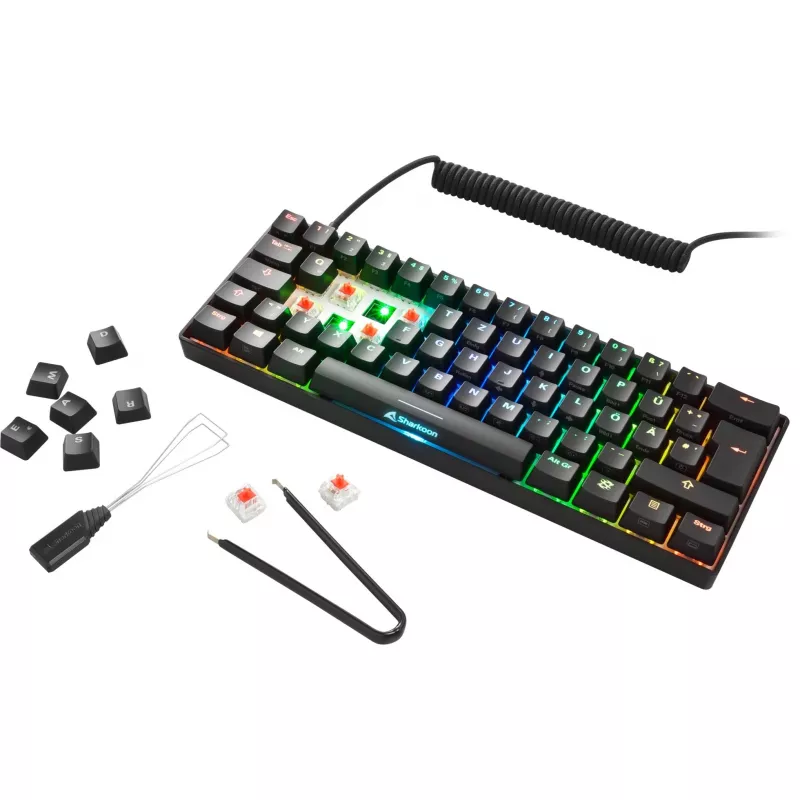 Sharkoon SGK50 S4 tastatūra spēlēm USB AZERTY franču melna 60% RGB LED