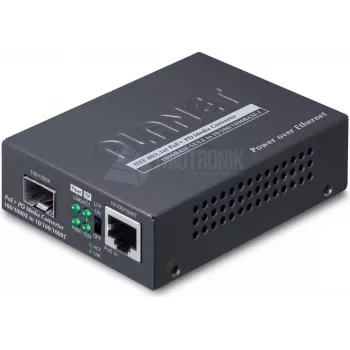PLANET 802.3at PoE+ PD tīkla multivides pārveidotājs 2000 Mbit/s Melns