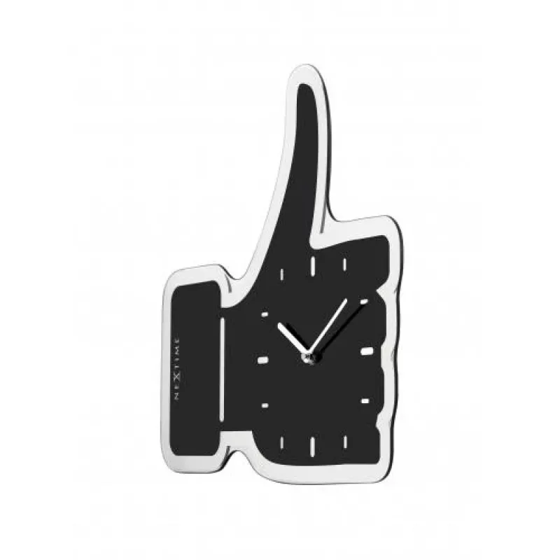 NeXtime pulkstenis 3072zw Thumbs up, 40,5x41 cm, sienas, melns/sudrabs