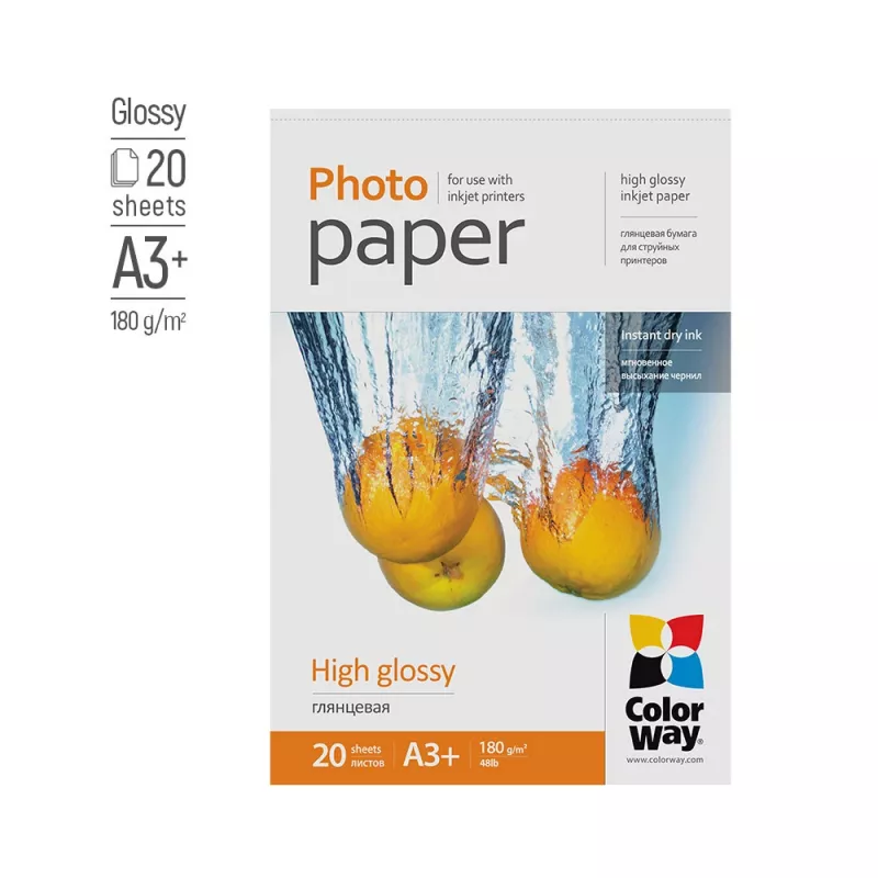 Colorway PG180020A3+ fotopapīrs A3+ augstspīdīgs 180 g/m² tintes printeriem