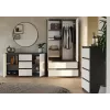 Kumode 2 durvis 3 atvilktnes top e shop M-MP-K-MAL-2D3S-ANTBIA — Antracīta rāmis, Baltas durvis, 1200×750×400 mm