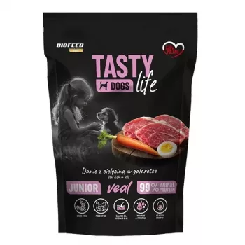 BIOFEED Tasty Dogs Life Junior Teļa gaļa - mitrā suņu barība - 500g