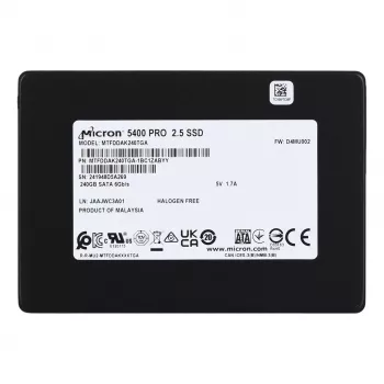 2,5 collu SATA III SSD Micron 5400 PRO 240 GB — 3D TLC NAND, 6 Gbit/s, 7 mm