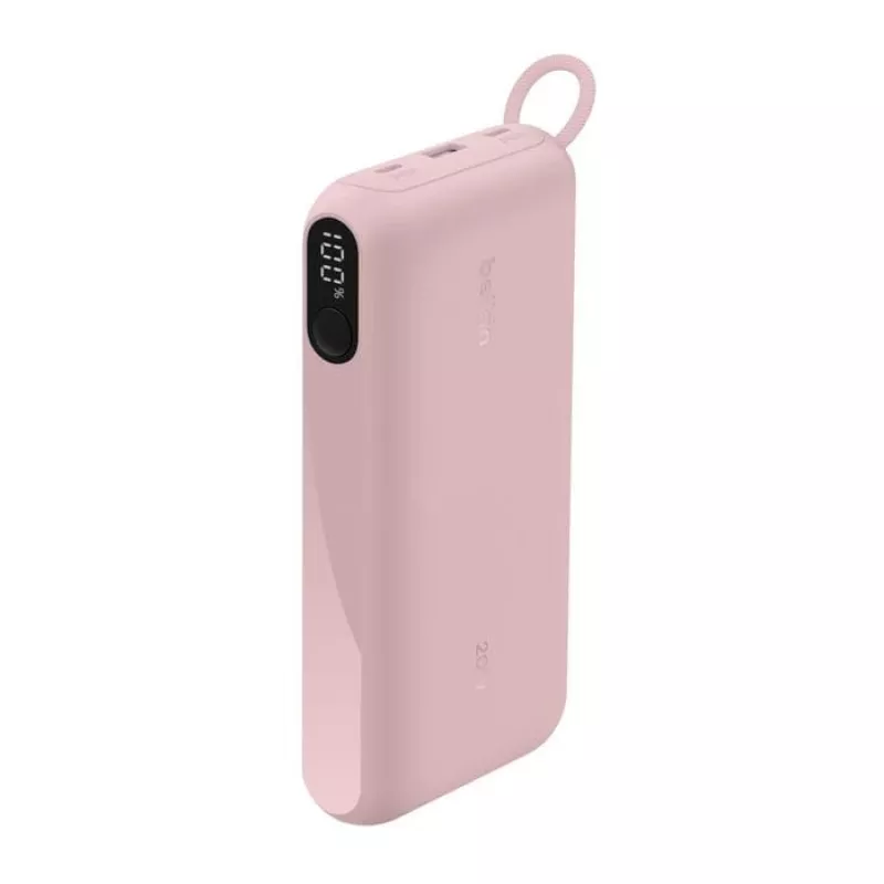 Ārējais akumulators Belkin BPB028HQPK 20000 mAh — 2× USB-C, 1× USB-A, rozā