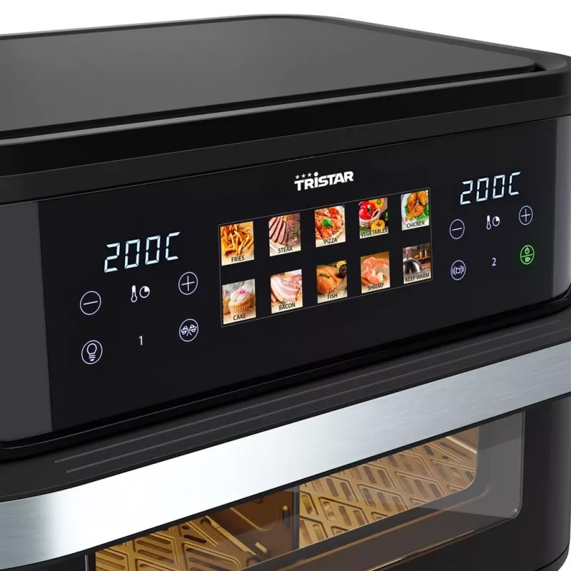 Karstā gaisa fritieris Tristar FR-9078 Double 10 L, 2800 W, skārienjūtīga vadība, LCD, melns/nerūsējošais tērauds