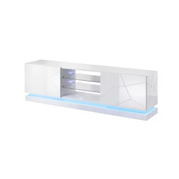 Cama TV skapis QIU 200 MDF balts glancēts/balts glancēts