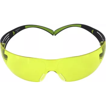 3M SecureFit 400 aizsargbrilles — melns rāmis, zaļas tonētas lēcas, UV aizsardzība, pretsviedru pārklājums