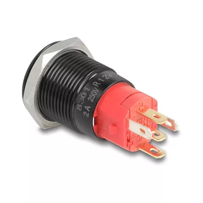 Spiedpogu slēdzis DELOCK 22013 16 mm 12 V Melns