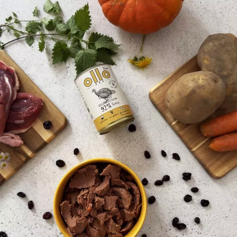 OLLO Pure Turkey - mitrā suņu barība - 850g