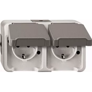 Kontaktligzda Merten MEG2321-8029 CEE 7/3 pelēka, IP44, 250 V, 16 A, 143×57×83 mm