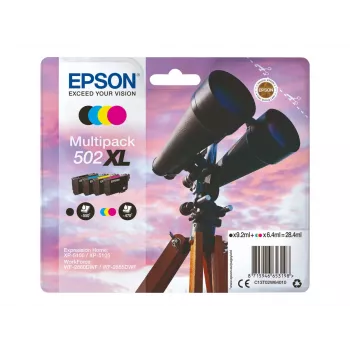 Epson 502 XL tonera kasetne 4 gab. Saderīga melna, ciāna, fuksīna, dzeltena