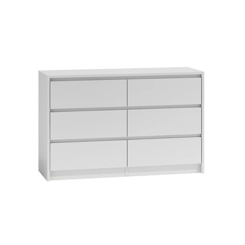 Kumode top e shop K120 BIEL 2X3, 6 atvilktnes, balta, 750×400×1200 mm, skaidu plātne