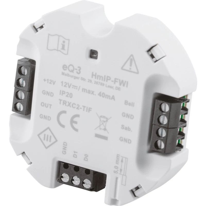 Homematic IP HMIP-FWI viedās mājas uztvērējs 868 MHz vadu, balts