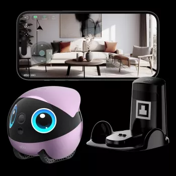 EnaBot Ebo Air 2 Plus mājas mobilais uzraudzības robots ar AI kameru, violets