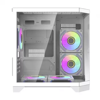 Darflash FT350 datora korpuss + 5 aRGB ventilatori (balts)