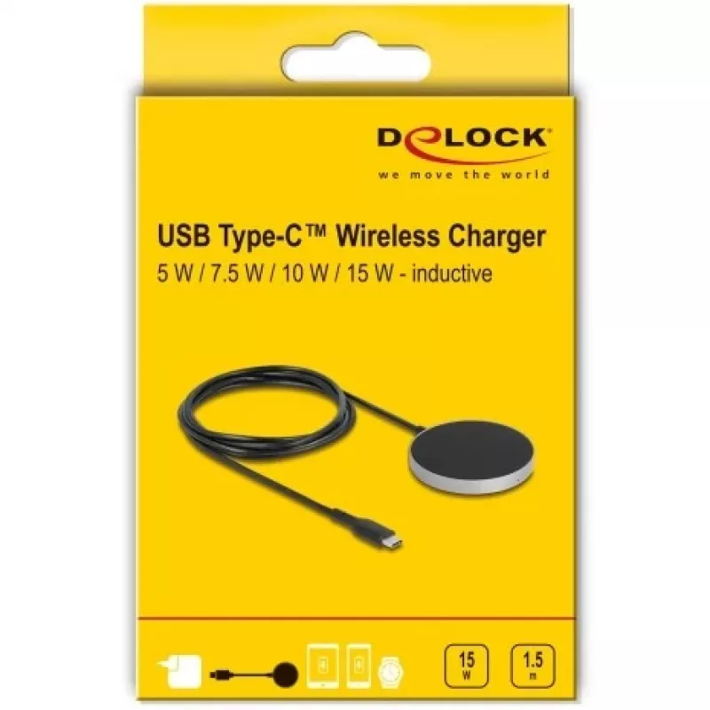 Bezvadu lādētājs DeLOCK 66467 5W 7.5W 10W 15W Induktīvās uzlādes paliktnis