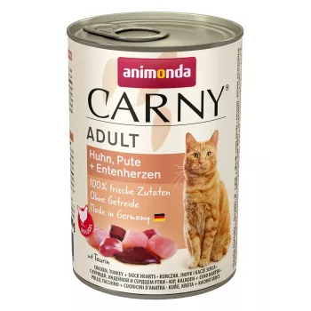 ANIMONDA Carny Adult Chicken, tītara, pīļu sirdis - mitrā kaķu barība - 400g