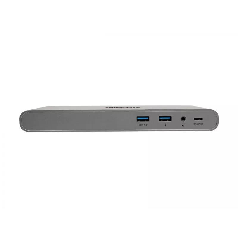 Eaton Tripp Lite USB-C dokstacija, trīs displeji - 4K HDMI/DisplayPort, VGA, USB 3.2 Gen 1, USB-A/USB-C centrmezgls, GbE, 100W PD uzlāde, starptautiskie strāvas kabeļi - dokstacija - USB-C