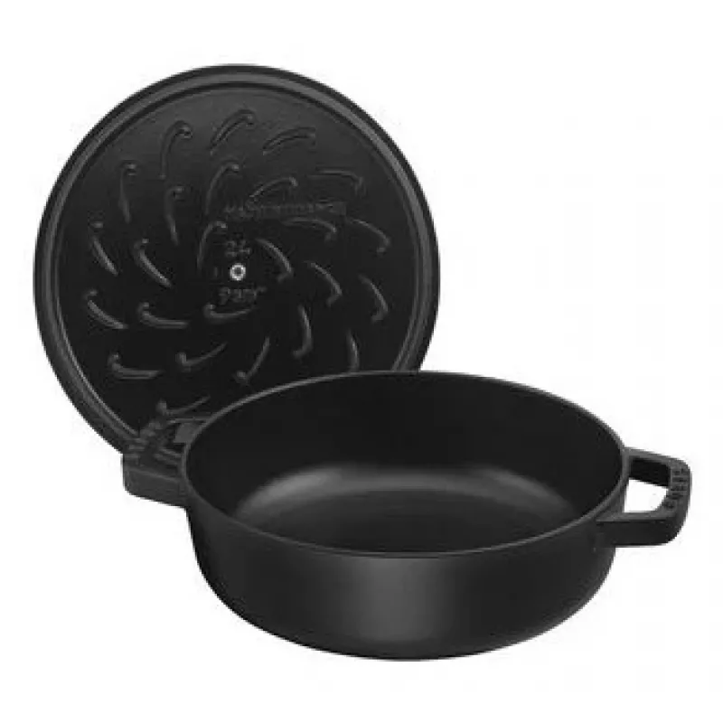 Saute panna ZWILLING STAUB BRAISERS apaļa 28 cm, melna, dibena Ø 22,2 cm