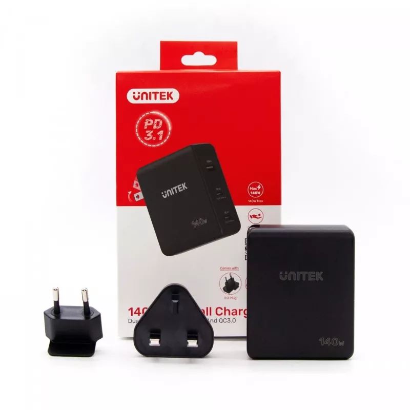 UNITEK P1115A mobilās ierīces lādētājs, melns