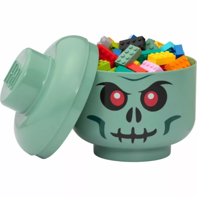 Uzglabāšanas kaste Room Copenhagen LEGO Head Skeleton maza, zaļa/melna