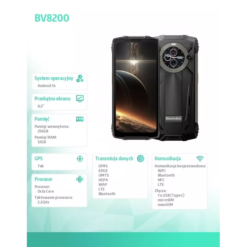 Viedtālrunis BV8200 12/256GB melns