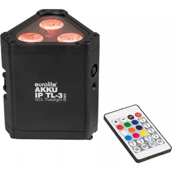 Ar baterijām darbināms RGBW LED par lampa EUROLITE AKKU IP TL-3 QCL ar uzlādējamu akumulatoru, IP klases pārnēsājams gaismeklis