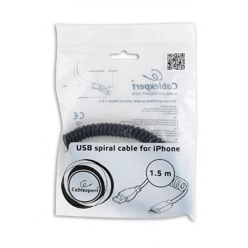 Lightning kabelis Gembird CC-LMAM-1.5M — 1,5 m, Lightning uz USB-A, melns