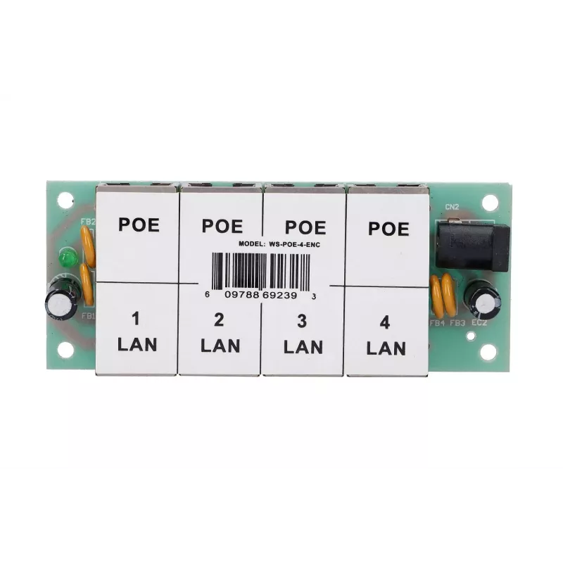 PoE injektors Extralink 4-portu 4x 100Mb/s RJ45, Fast Ethernet, 48 V, bez korpusa