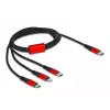 USB lādēšanas kabelis DeLOCK 3-in-1 USB Type-C uz Lightning / Micro USB / USB Type-C 1 m melns sarkans