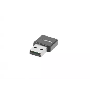 USB bezvadu tīkla adapteris LANBERG NC-0300-WI, 2x iekšējās antenas 2 dBi, USB 2.0, līdz 2400 Mbit/s, melns