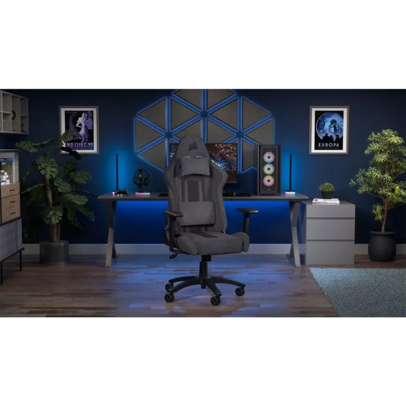 CORSAIR - TC100 RELAXED spēļu krēsls (audums - pelēks/melns)